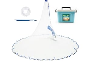 Handmade American Saltwater Fishing Cast Net, BETTER LEADER Fish Net for Bait Trap 3/4/5/6/8 FT Radius with Heavy Duty Zinc Sinker Weights Fishing Net for Freshwater and Saltwater