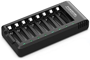 POWEROWL 8 Bay AA AAA Battery Charger for Ni-MH Rechargeable Batteries (No Adapter)