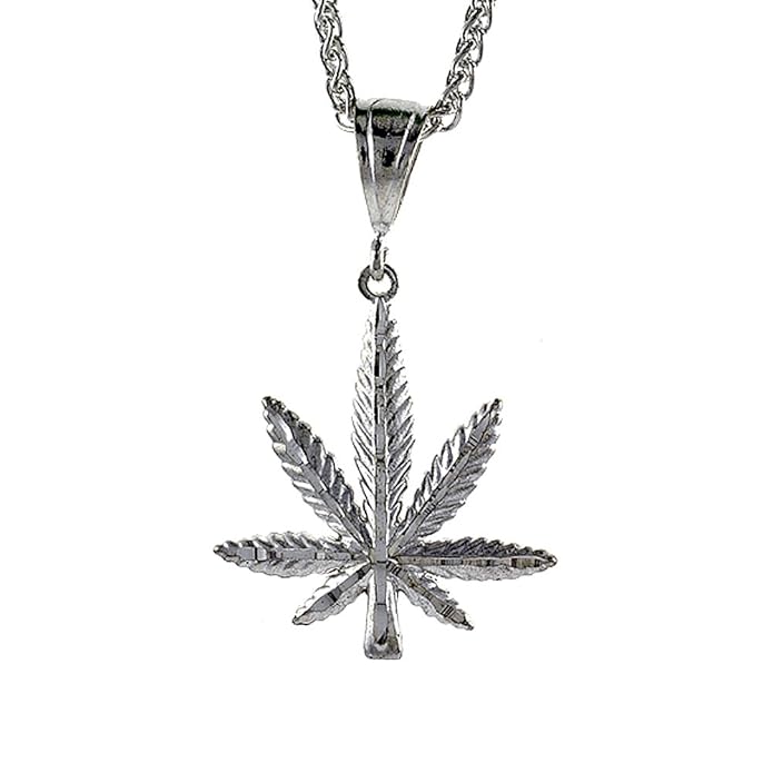 Sterling Silver Pot Leaf Pendant 1 34 Inch Tall
