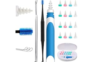 KDO Q-Grips-Earwax-Remover Ear Wax Removal Tool Ear Wax Remover Silicone Ear Cleaner Safe Soft Q Twist Spiral Smart Reusable Q Grip Ear Picker Clean Kit 16 Replacement Tips for Adults Kids Humans