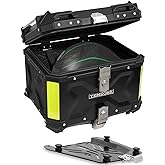 TEMSONE 45L Universal Motorcycle Top Case | Waterproof Motorcycle Tail Box with Backrest &amp; Handle, Dual-key Storage Carrier Case, Aluminum Trunk Tour Tail Box
