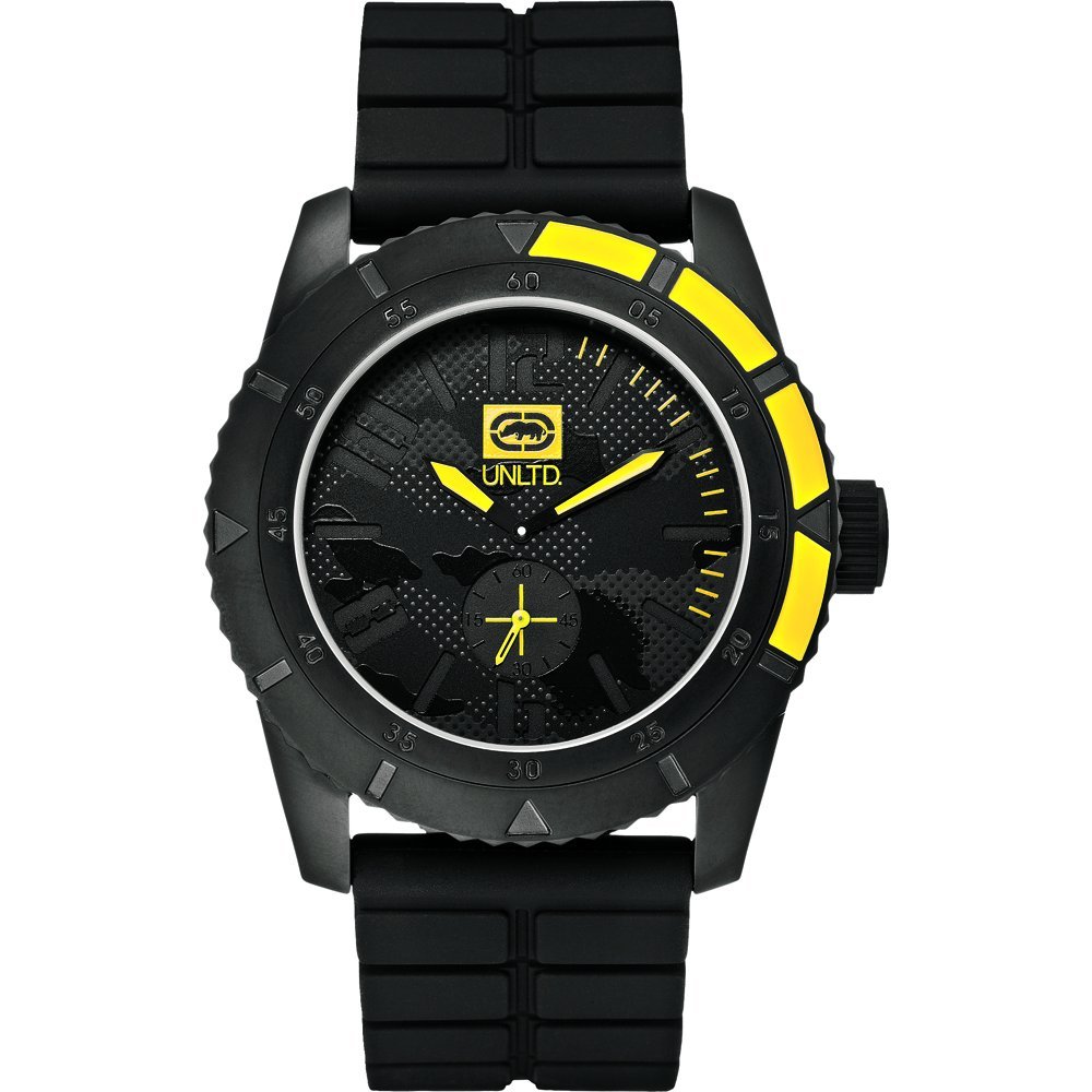 Marc Ecko Unisex Quartz Watch with Black Dial Analogue Display and Black Silicone Strap E13541G1