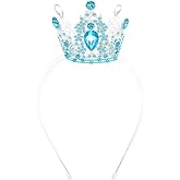 VELSCRUN Blue Crystal Tiara Headband, Crowns for Women, Princess Girls Tiaras, Royal Queen Crown Princess Quinceanera Headpieces for Birthday Prom Bride Wedding Pageant Party Hair Band