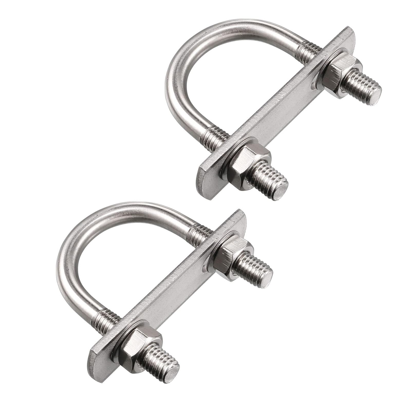 TA-VIGOR 2 sets M8 Round U-Bolts, 33mm Inner Width 60mm Length Steel U-Bolts with Nut, Plate, Washer for Attaching Piping Conduit Cable Tube Brackets Boat Trailer