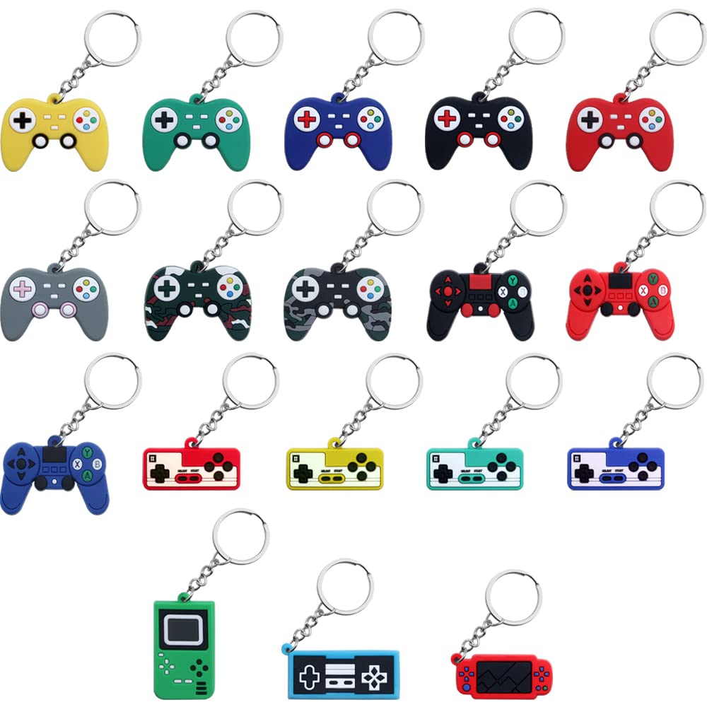 Pilikoll 18 Pcs Video Game Keychains Gaming Keyring Game Controller Key Rings Chain Gaming Handle Pendant Key Rings Chain for Kids, Kids Party Favors Supplies, Bag Decorations,Classroom Rewards