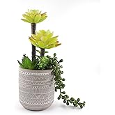 Vnezakl Artificial Succulents 11" Realistic Textured Fake Succulents Faux Plants Aloe String of Pearls Ceramic Potted Greenery for Home Decor Table Centerpiece