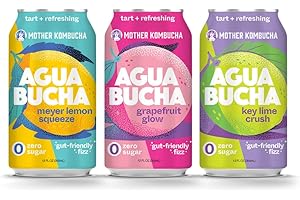 Mother Kombucha Agua Bucha | Gut Friendly Fizz | Variety Pack | Crisp & Refreshing | Zero Sugar & Calories | USDA Organic | No Artificial Ingredients | B12 |12 fl Oz (12 pack)