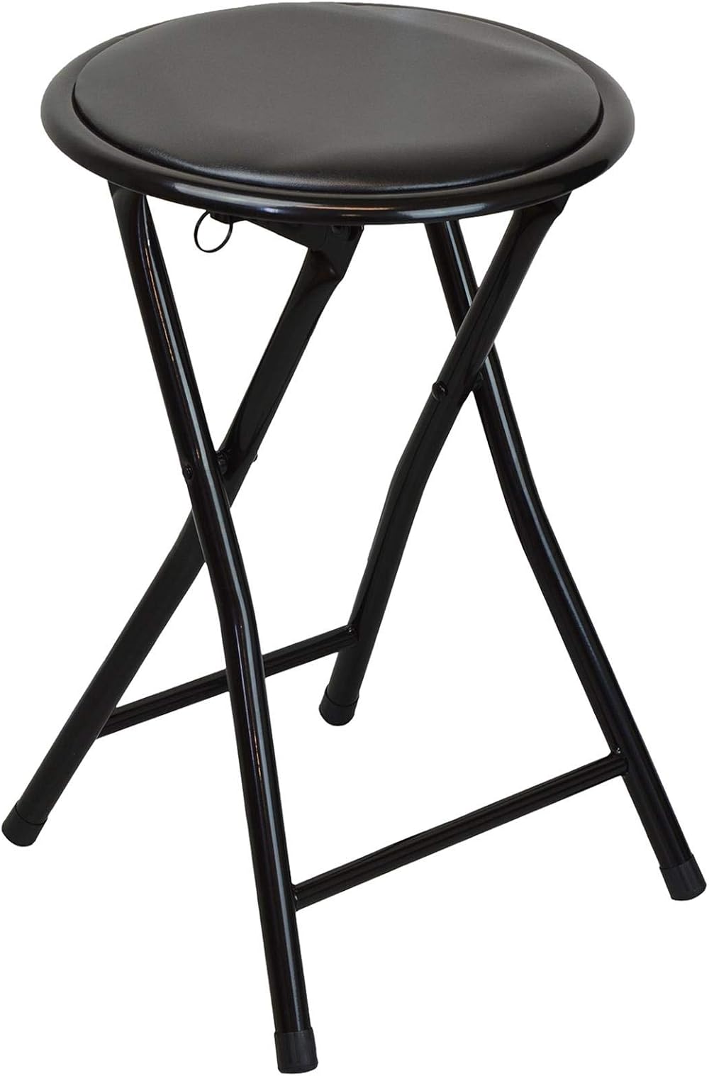 Harbour Housewares Black Padded Folding Stool with Steel Frame