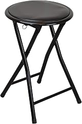 Harbour Housewares Black Padded Folding Stool with Steel Frame