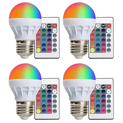 (4-PACK) LED RGBW Lampe XJLED Magic Dimmbare 3W LED RGB Glühbirne E27 Fassung mit RGB und Kaltweißem Licht, 16 Farben, 160°Ab