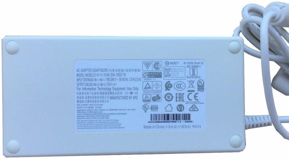 New GHAG Replacement AC Adapter for LG DA-180C19 EAY64449302 19v 9.48A 6.4mm 4.4mm YP-01F3 38UC99-W Monitor 38 inch