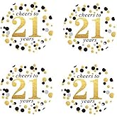 Shiningparty 2 Round 50 Pack of Cheers to 21 Years Label Stickers for 21st Birthday Party Decoration