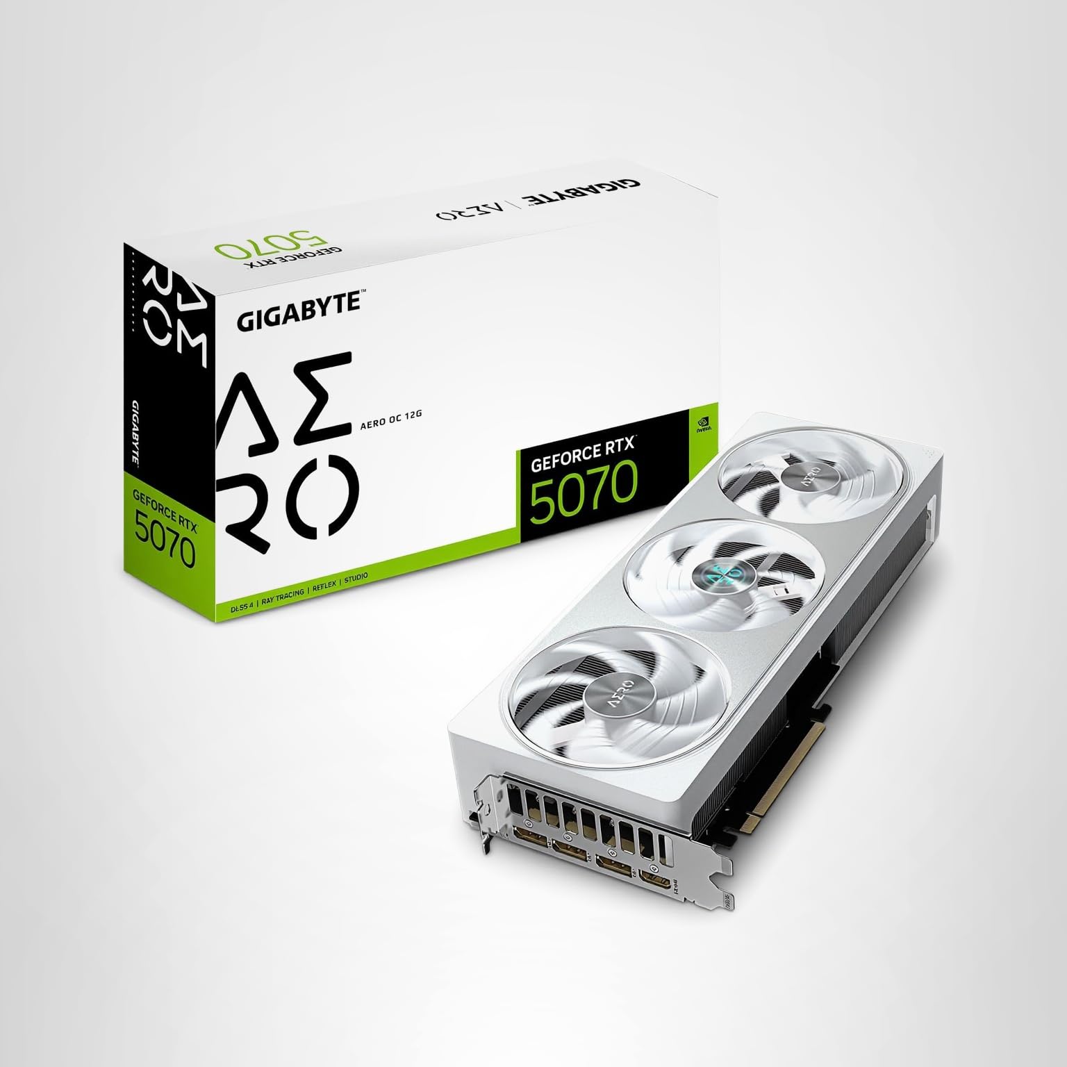 GIGABYTE GeForce RTX 5070 AERO OC 12G Graphics Card, 12GB 192-bit GDDR7, PCIe 5.0, WINDFORCE Cooling System, GV-N5070AERO OC-12GD Video Card