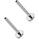 G23 Titanium Threadless & Internally Threaded Flat Back Stud Earrings – 20G 18G 16G Silver Gold Labret Post in 5mm–12mm for Nose Helix Tragus Cartilage Conch Lobe Medusa Piercing Jewelry
