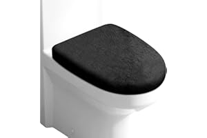AECSZE Microfiber Toilet Lid Cover, Soft Velvet Toilet Cover; Absorbent, Machine Washable, Comfortable, Durable Adjustable Toilet Seat Cover Fits Most Toilet Lids (Black)
