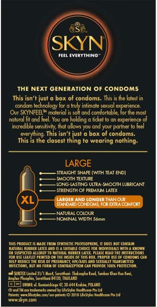 SKYN® Large (XL/King Size) Non-Latex Condoms, Pack of 10 x 4, 10 count (Pack of 4) - Image 4