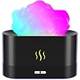 Colorful Flame Diffuser Noiseless, 7 Colors Changing Oil Diffuser Essential Oils, Upgraded 180ml Fire Humidifier with Essential Oil Diffuser for Home, Room, Auto Shut-Off (Black)