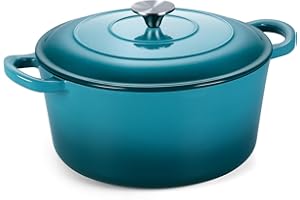 Onader Enameled Cast Iron Dutch Oven, 6 QT Dutch Oven Pot with Lid, Heavy Duty Cookware for Sourdough Bread Baking - Dark Cya