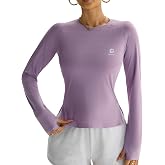Women's Seamless Long Sleeve Running Shirt, Lightweight Breathable Yoga Top | Cold shoulder racerback, Moisture wicking quick dry, Gym workout tee athletic, Comfortable fitness sport
