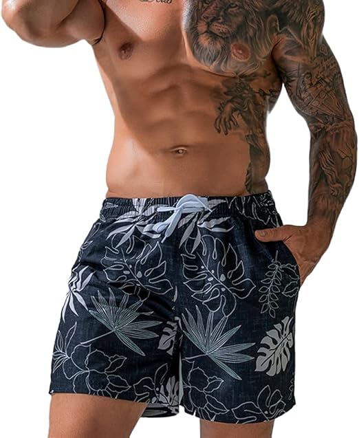 ICKER Herren Badehose Lang - Schnelltrocknende Boardshorts Mit Mesh-Futter