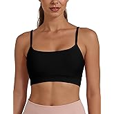 Buauty U Neck Sports Bra for Women, Adjustable Thin Straps Padded Push up Light Support Low Impact Racerback Yoga Bras