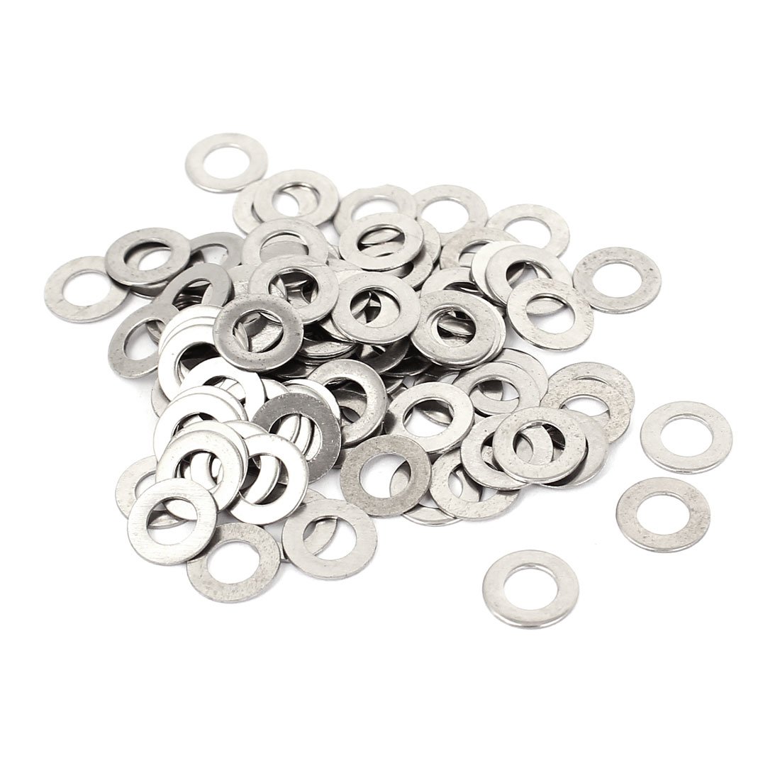 Sourcingmap M5x10mmx0.5mm Stainless Steel Round Flat Washer for Bolt Screw 100Pcs