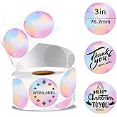 WONLABEL 3 Inch Round Thermal Label, Multipurpose Circle Sticker for Business and Home, Direct Printer Label for DIY Logo Design, Thanks Card, 500 Labels/1 Roll, Diffuse Purple