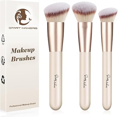 Start Makers 3Pcs Makeup Brushes Set Foundation Concealer Contour Vegan