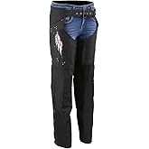 Milwaukee Leather SH1956 Women's 'Winged' Solid Black Textile Chaps