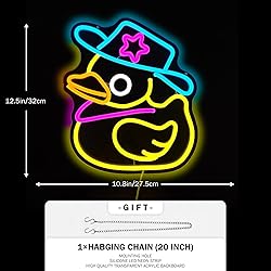 JanHune Duck Neon Sign Cowboy Hat Duck Neon Lights