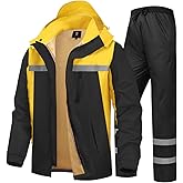 Men's Rain Suit High Visibility Reflective Work Rain Jacket Pants for All Sport Farm Fishing Motorcycle