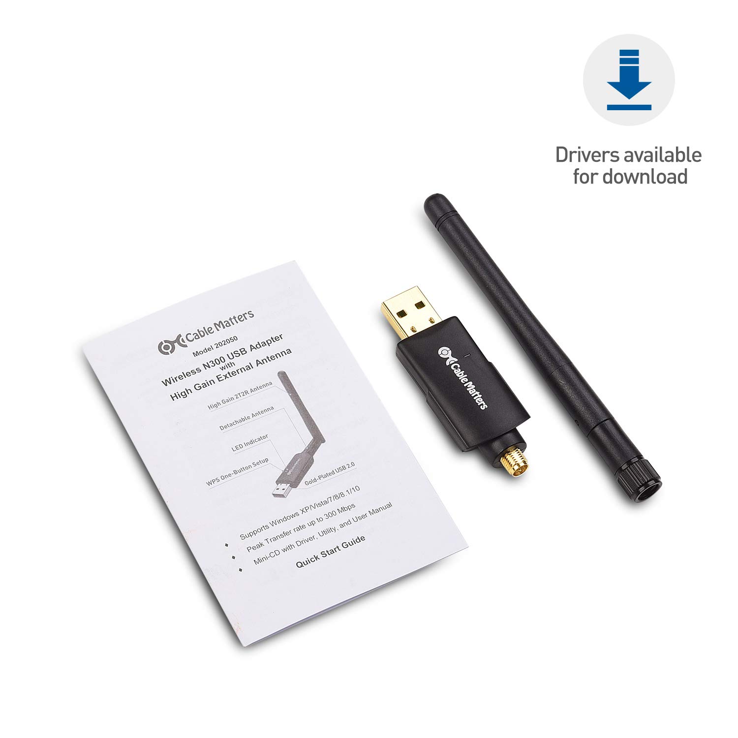 Cable Matters Wireless N 300Mbps USB Adapter with High Gain External