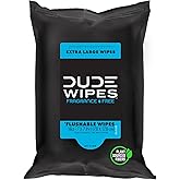 DUDE Wipes Unscented Travel Wipes - 1 pack (18 Count) - Extra-Large Cleansing Flushable Wipes for Sensitive Skin - Infused with Vitamin E and Aloe - Septic and Sewer Safe