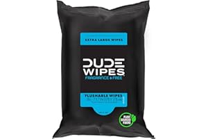 DUDE Wipes - Flushable Wipes for Adults - Unscented - 18 Count - Vitamin-E & Aloe - Septic and Sewer Safe (Pack of 1)