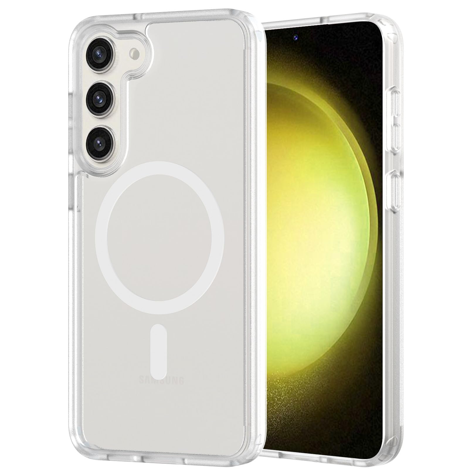 XNXA for Samsung Galaxy S23 Plus Case Magnetic, Compatible with Magsafe S23+ 6.6-Inch Frosted Slim Fit Heavy Duty Skin-Feel Wireless Charging Shockproof Anti-Slip Protective Phone Cover, Matte Clear