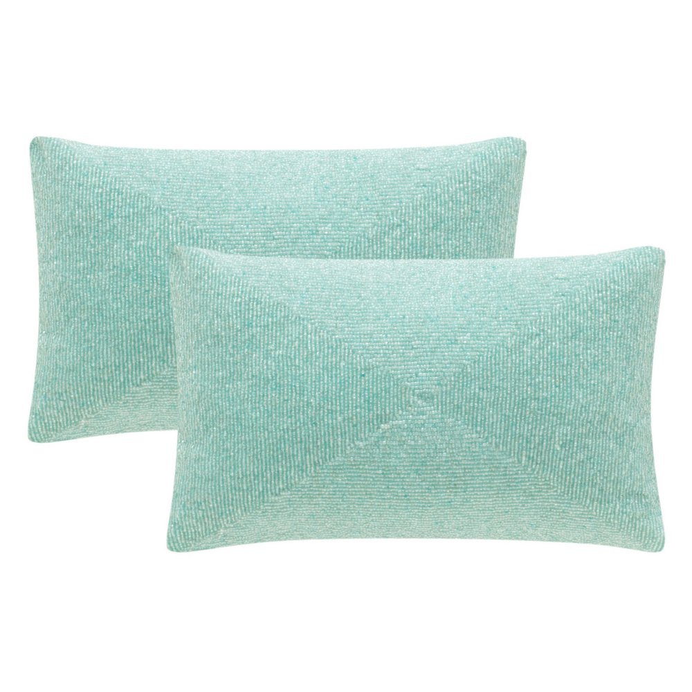 Safavieh Collection Allure Aqua Blue Throw Pillows (12" x 18") (Set of