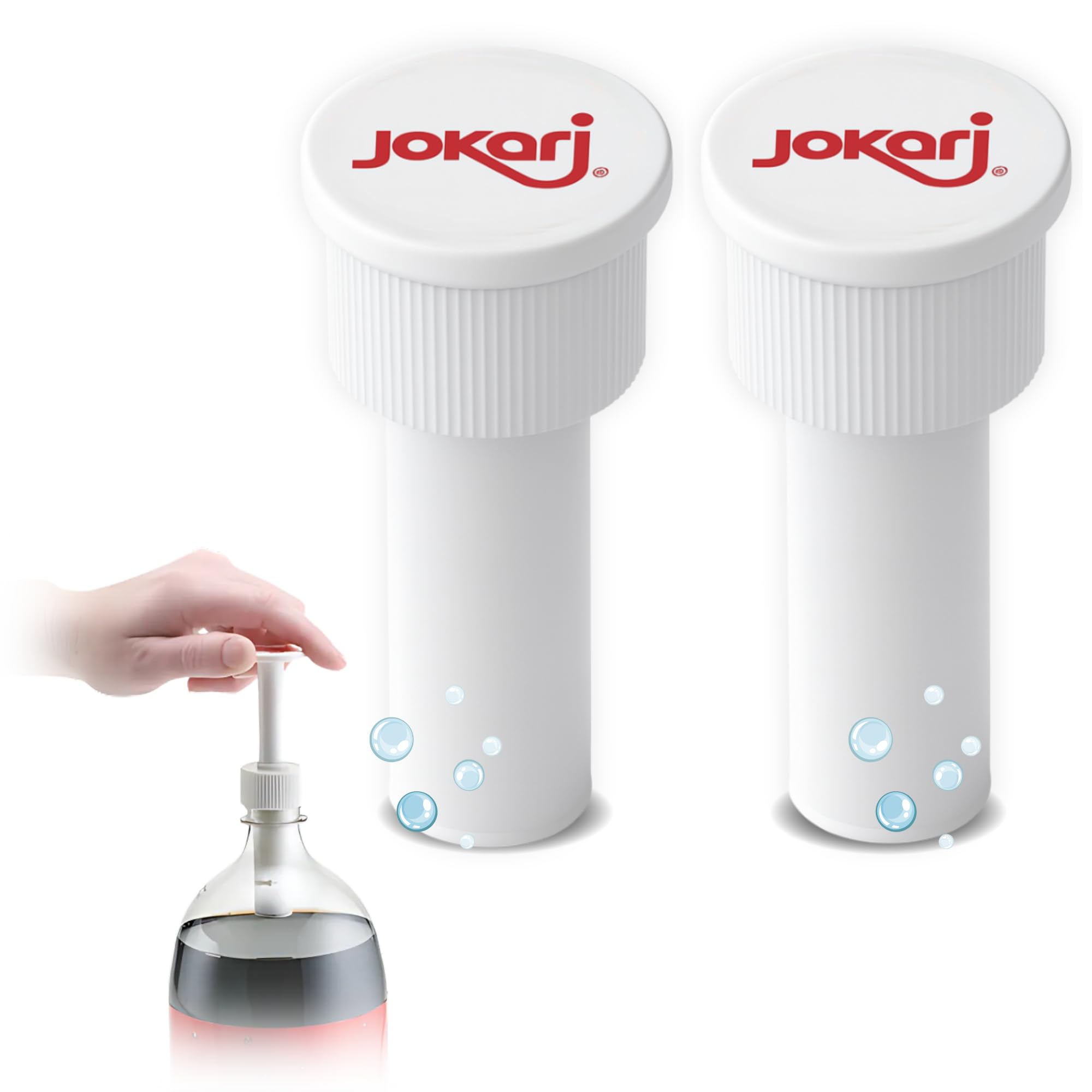 Jokari Fizz Keeper Pump Cap for 2 Liter Soda Bottles 2 Pack Pressurizing Carbonation Saver for Soft Drinks Reusable Cap Keeps Soda Fizzy Dishwasher Safe for 1 to 2 Liter Bottles