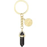 RAMUS KATEN 12 Zodiac Charm & Multi-color Hexagonal Healing Crystal Stone Keychain Birthday Gift