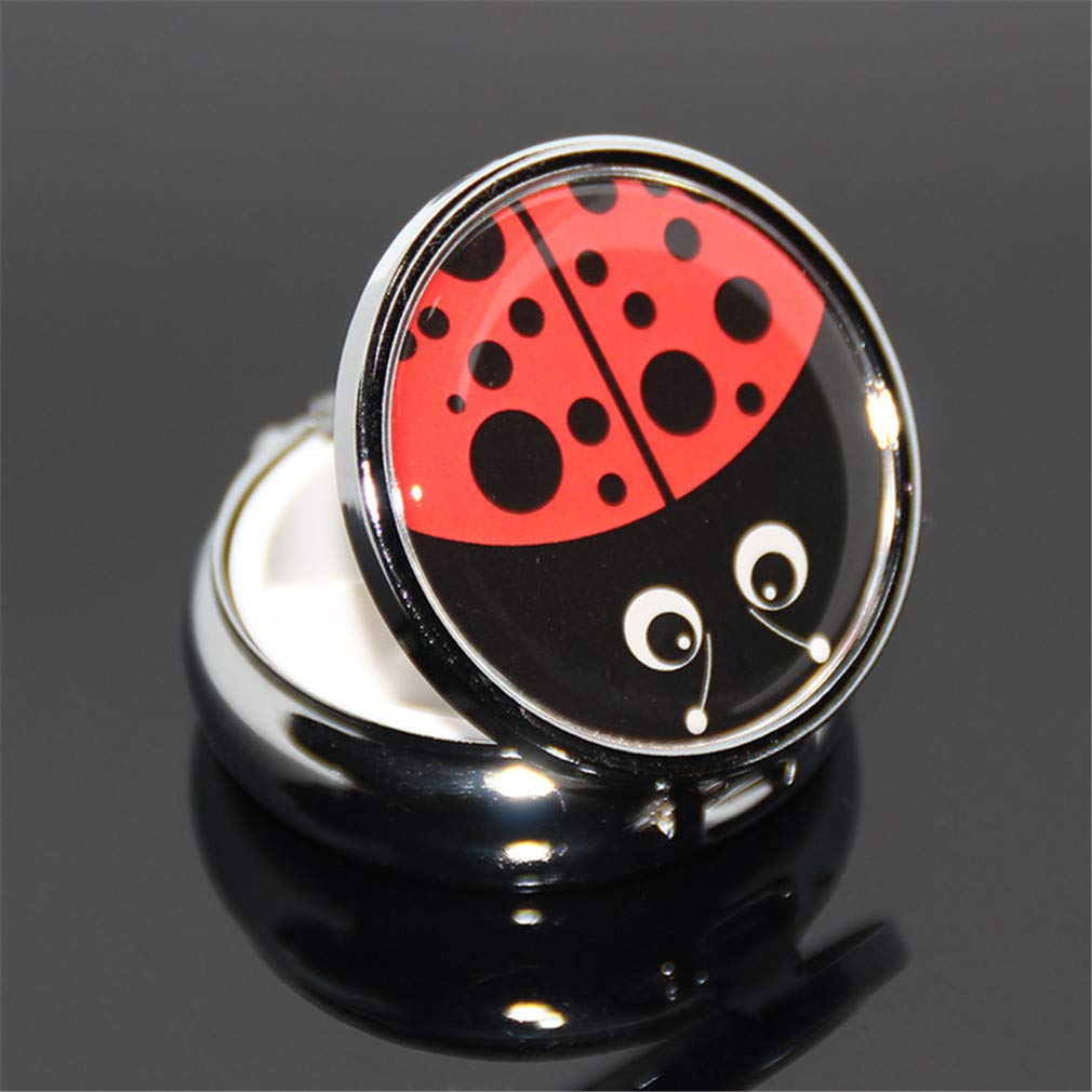 Ulalaza Round Medicine Box Portable Mini Metal Pill Case 2 inches Travel Little Pill Dispenser for Purse — image 1