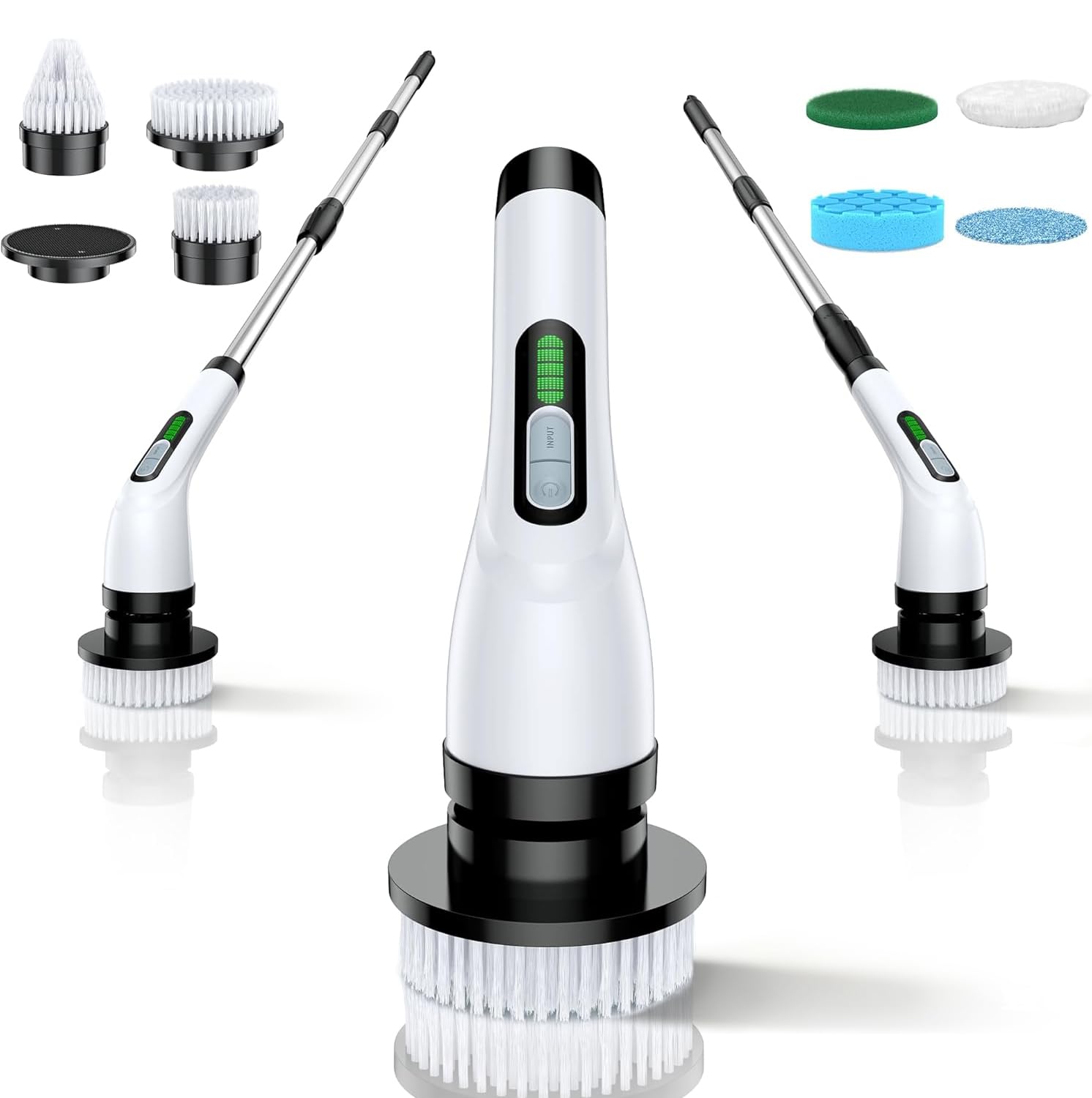 Photo 1 of **MISSING PARTS***VigorDay Electric Spin Scrubber - Cordless Bathroom Scrubber with 7 Brush Heads - Dual Speed IPX7 Waterproof Power Scrubber for Heavy-Duty Bathtub, Glass, Tile, and Car Cleaning (White)