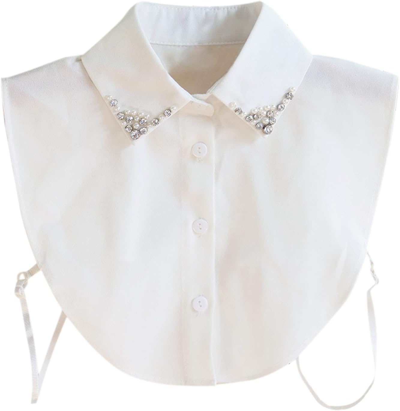 JolissonWomen's Half Shirt Blouses Detachable Pearl Rhinestone Vintage Elegant Cuff Choker Unisex Fake Collar