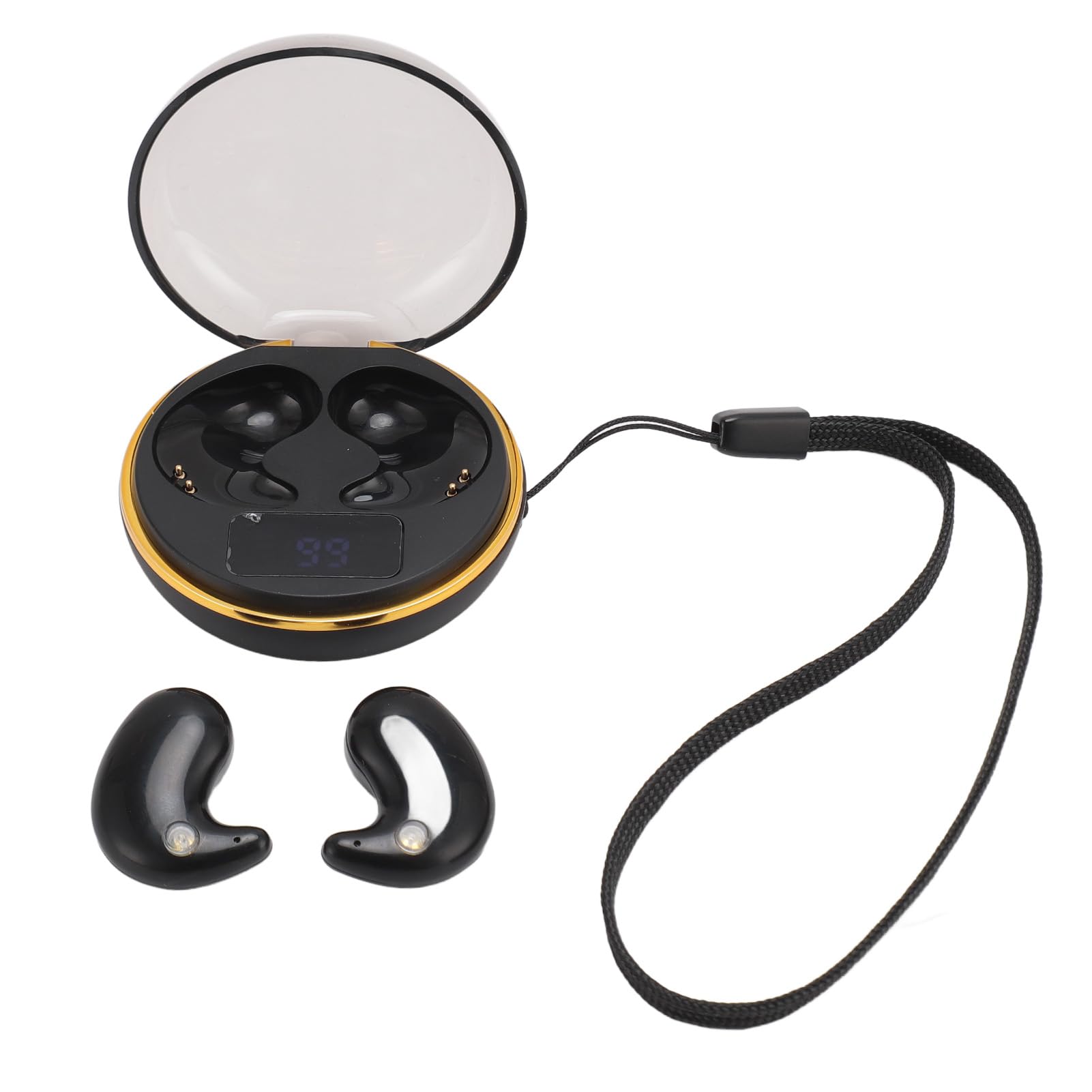 Elprico Wireless Sleep Earbuds Invisible,Bluetooth 5.3 Mini Touch Control Sleeping Earbuds for Side Sleepers Small Ears Canal,Discreet In-Ear Tiny Earphones Women Men for Work (black)