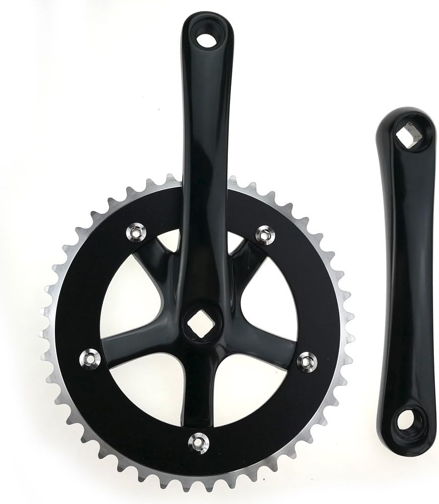 FOMTOR Fixie Crankset 44T/48T 130mm BCD Single Speed Fixed Gear Track Bicycle Crankset Fixie Crank Set 170mm Crank Arms
