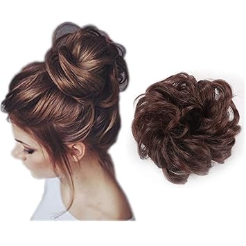 Amazon Com Fake Curly Messy Hair Scrunchies Bun Extensions