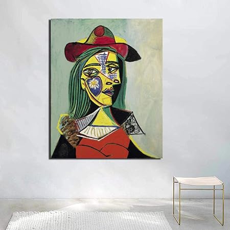 Chihie Pablo Picasso Femme Au Chapeau Et Col De Fourrure Toile Peinture Salon Decor A La Maison Moderne Mur Art Peinture A L Huile Affiches Picture 40cm X60cm No Frame Amazon Fr Cuisine