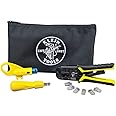 Klein Tools VDV026-212 Coax Installation Kit with Crimp Tool, Cable Cutter, Stripper and F connectors with Storage Bag