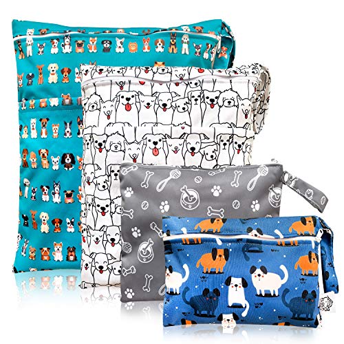 Wet Dry Bag, 4 pcs Waterproof Reusable Baby Cloth Diaper Dry Wet Bags with Zippered Snap Handing, Travel Pool Daycare Soiled Baby Items Yoga Gym Bag for Swimwear Bathing Suit or Wet Clothes,Friend - Thumbnail 7