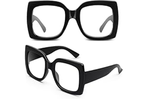 GQUEEN Oversized Fake Glasses Women Men Retro Thick Big Square Frame Clear Lens UV400 Protection Fashion Eyeglasses