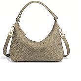 swinsack Woven Suede Hobo Purse for Women,Faux Suede Shoulder Bag,Woven Crossbody Bag,Handle Bag with 2 adjustable straps