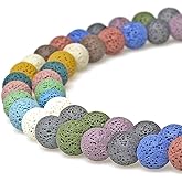 MJDCB Natural Multicolor Volcanic Lava Stone Round Loose Stone Beads DIY for Jewelry Bracelet Making 15" (6mm, Multicolored)